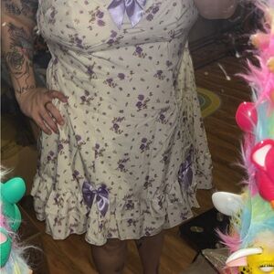 SHEIN Curve Floral Dress with Purple and White
